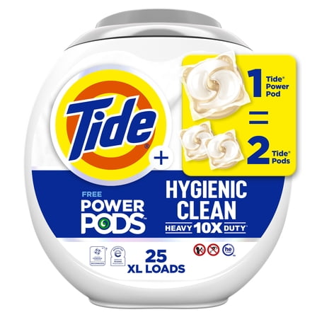 Tide Hygienic Clean Free Power PODS Laundry Detergent, Unscented, 25 Count,