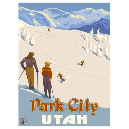 Park City Utah New Mountain Slope Skiers Travel Art Print Poster by Paul A. Lanquist (9