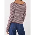 thumbnail image 4 of Womens Long Sleeve Striped Crew Neck Slim Fit Knit Top Blue, 4 of 17