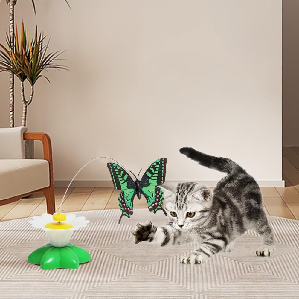 ABPETE Interactive Bird Toy for Cats, 360 Degree Rotatable Electric Flying Birds Cat Toy, Simulation Bird Interactive Toy for Cats Kitten Play Chase(4 PCS)