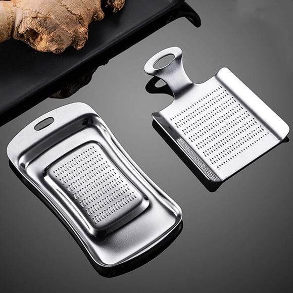 NUOMI 2 Pack Stainless Steel Ginger Grinders Handheld Garlic Grater Kitchen Food Zester with Mini Handle for Garlic, Ginger, Spice, Fruit, Vegetables, Square/Rectangular Shape