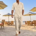 thumbnail image 2 of Letdown Men's Linen Sets 2 Piece Outfits Casual Long Sleeve Button Down Shirts and Pants Summer Beach Vacation Outfits Indoor Outdoor Fall Loungewear, 2 of 6