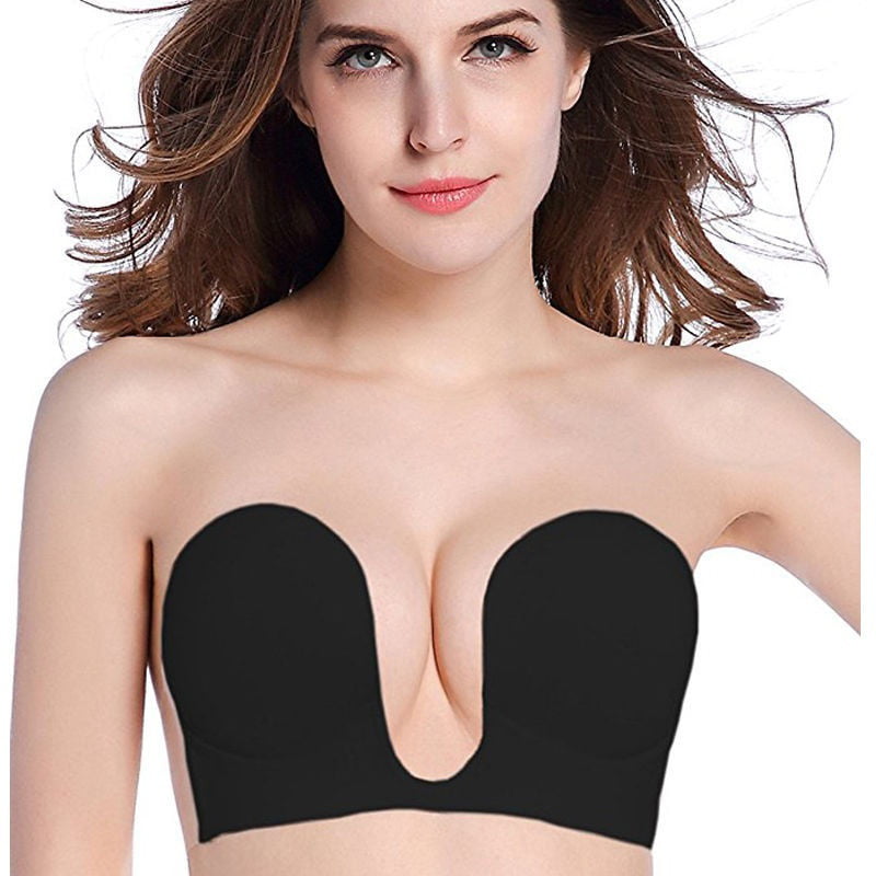 Women Silicone Self-adhesive Stick On Push Up Strapless Backless Invisible Bras 