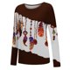 thumbnail image 5 of Camiseta de moda sexy informal para mujer, blusa estampada de manga larga con cuello redondo y fruncido Pompotops FGAJ7239, 5 of 5