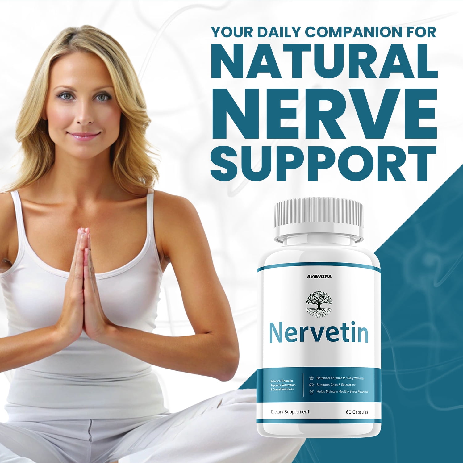 Nervetin Pills – Nervetin Natural Ingredients Nootropic Supplement for Health Support, 1 Pack, 60 Capsules