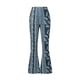 thumbnail image 3 of Pantalones acampanados elásticos de cintura alta con estampado bohemio para mujer, pantalones acampanados rectos informales y adelgazantes con estampado floral retro, 3 of 7