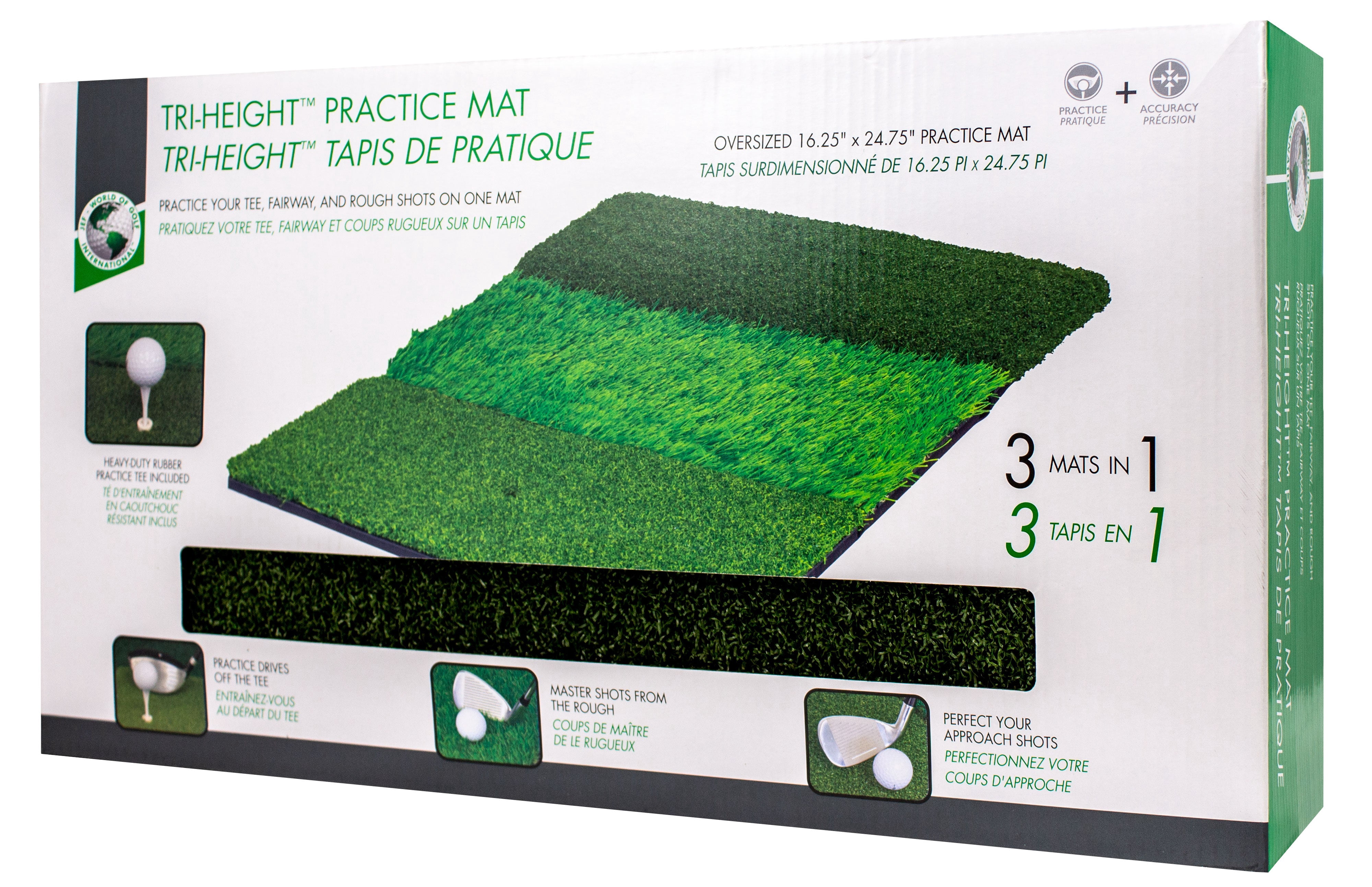 JEF World of Golf Tri-Height Turf Hitting Mat