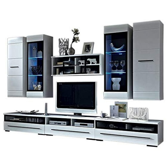 Barcelona Ii Wall Unit Modern Entertainment Center Tv Stand With Led Barcelona Ii Wall Unit Modern Entertainment Center Tv Stand With Led Lights White Com