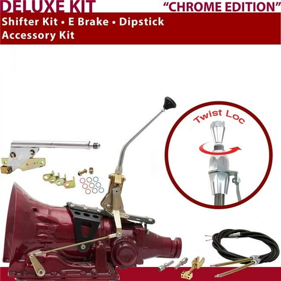 American Shifter C4 Shifter Kit Chrome 10 in. E Brake Cable Dipstick for F6E6B