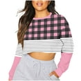 thumbnail image 3 of WRKEKC T-Shirts à Manches Longues pour Femmes, Hauts d'Été pour Femmes, T-Shirt Blouse Chandail à Manches Longues à Col Rond Imprimé à Carreaux Décontracté Tendance pour Femmes, 3 of 5