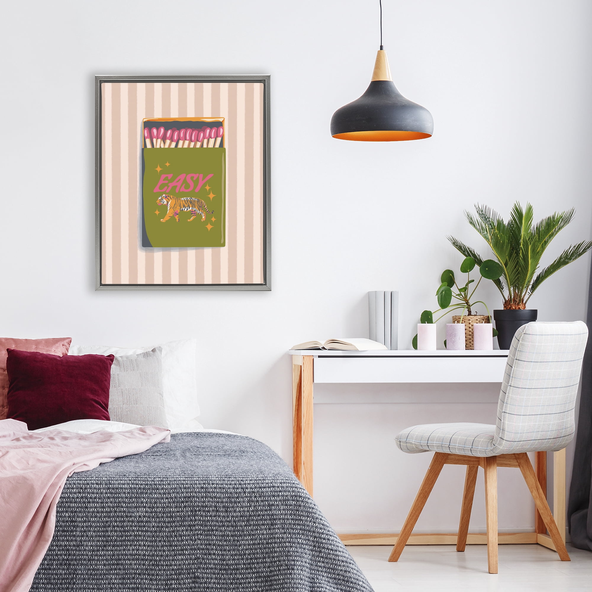 Easy Tiger Retro Matches Gray Framed Floater Canvas Wall Art, design by Elyse Anastacia