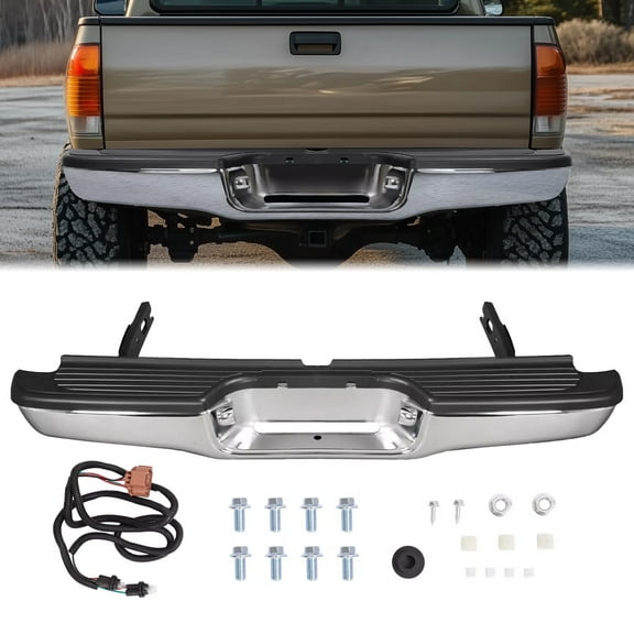 Chrome Complete Rear Step Bumper Assembly Fit For Toyota Tacoma Truck 1995-2004