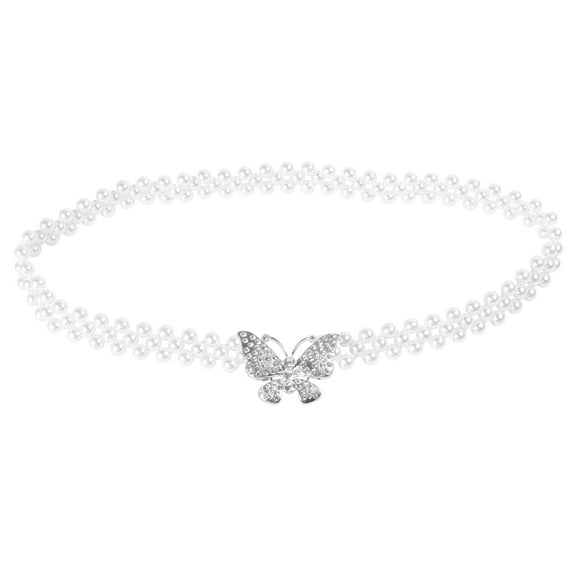 MLINS Rhinestone Belt Silver Dress for Women Bridesmaid Miss White