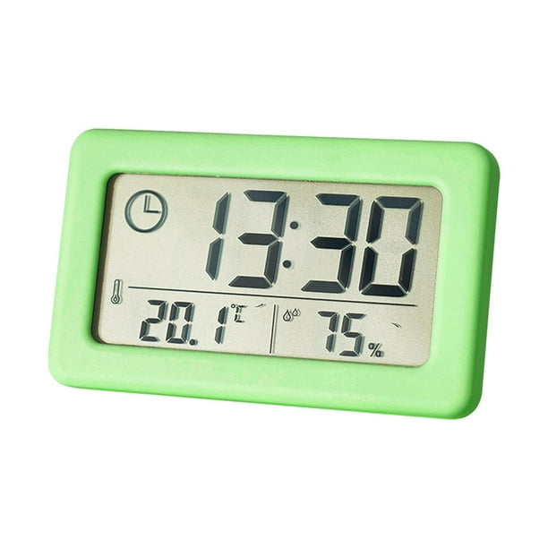 Reloj despertador digital de pared con temporizador de temperatura interior para decoración de habitación infantil. C verde