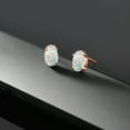 thumbnail image 4 of Gem Stone King 18K Rose Gold Plated Silver White Simulated Opal and White Lab Grown Diamond Earrings Jewelry for Women (2.06 Cttw, Oval Cabochon 7X5MM), 4 of 4