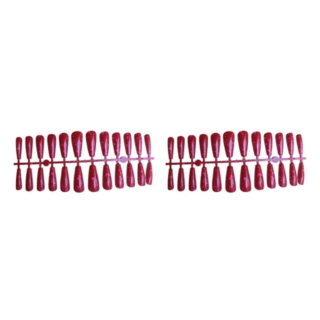 Vogacara 24 Uds. De uñas postizas extralargas, puntas de uñas postizas, decoración para mujeres, suministros para uñas, accesorio de manicura, impresión roja 2piezas Vogacara CBP456253