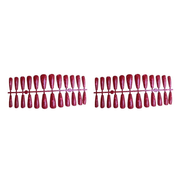 Vogacara 24 Uds. De uñas postizas extralargas, puntas de uñas postizas, decoración para mujeres, suministros para uñas, accesorio de manicura, impresión roja 2piezas Vogacara CBP456253