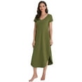 thumbnail image 2 of Richie House Nightgowns Nightdress Women V Neck Print Short Slit Sleepwear S-XXL RHW2895, 2 of 7