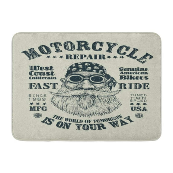 KDAGR Retro Motorcycle Repair Fast Ride Bearded Biker in Sunglasses Bandana Doormat Floor Rug Bath Mat 23.6x15.7 inch