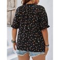thumbnail image 3 of 2025 Women's Plus Size Top Flower Printed V Neck Short Sleeve Casual Plus Size Tops for Women, 3 of 6