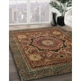 thumbnail image 3 of Ahgly Company Machine Washable Indoor Round Abstract Vermilion Red Area Rugs, 4' Round, 3 of 7