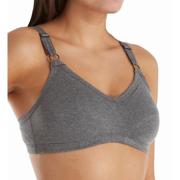 Women's Cottonique W12215 Latex Free Organic Cotton Slimfit Pullover Bra (Melange Grey 5)