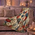 thumbnail image 6 of Patchwork Heart with Roses Daisies Stars and Gingham Checks, Romantic Cottagecore Art for Flower Lovers, Soft Flannel Blanket for Bedroom and Reading Nook, Valentine's Day Gift, Home Decor, 6 of 9