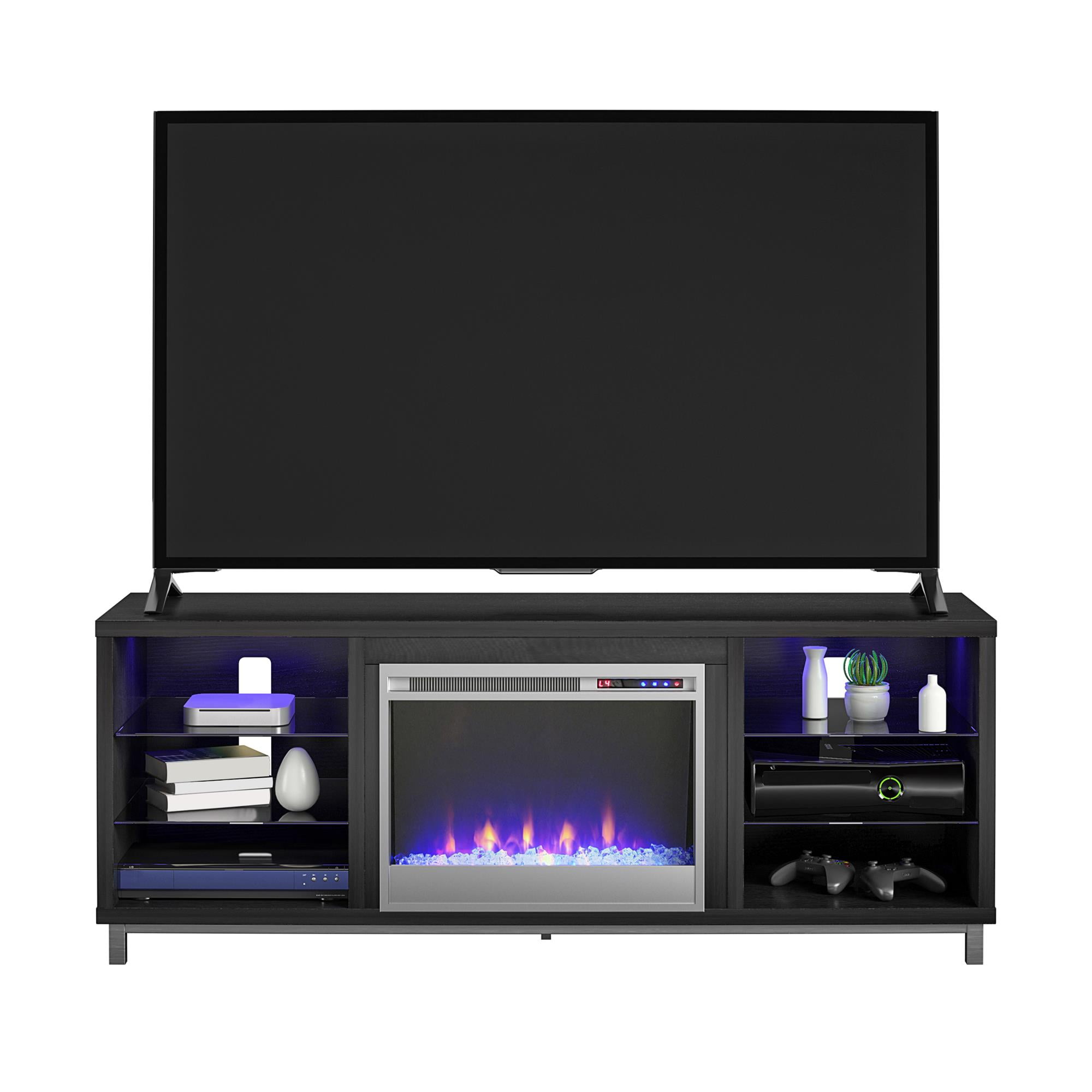 Lumina Fireplace TV Stand for TVs up to 70", Black Oak