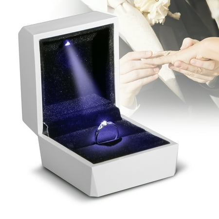 Sparkle Ring Box - TSV Diamond Ring Box White LED Light Velvet Jewelry Gift Wedding Proposal Engagement