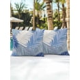 thumbnail image 4 of Outdoor Pillows Waterproof, Blue Grey Palm Leaves Throw Pillows with Inserts Included, Summer Tropical Plants Botanical Indoor Outdoor Decorative Lumbar Pillow for Bed/Couch/Patio 16"x16", 2Pcs, 4 of 8