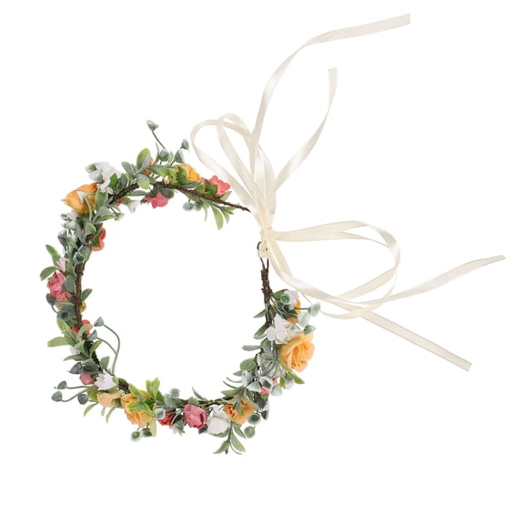 OFFIGAM Multi Color Flower Crown for Wedding Decor Premium Fabric Adjustable Ribbon