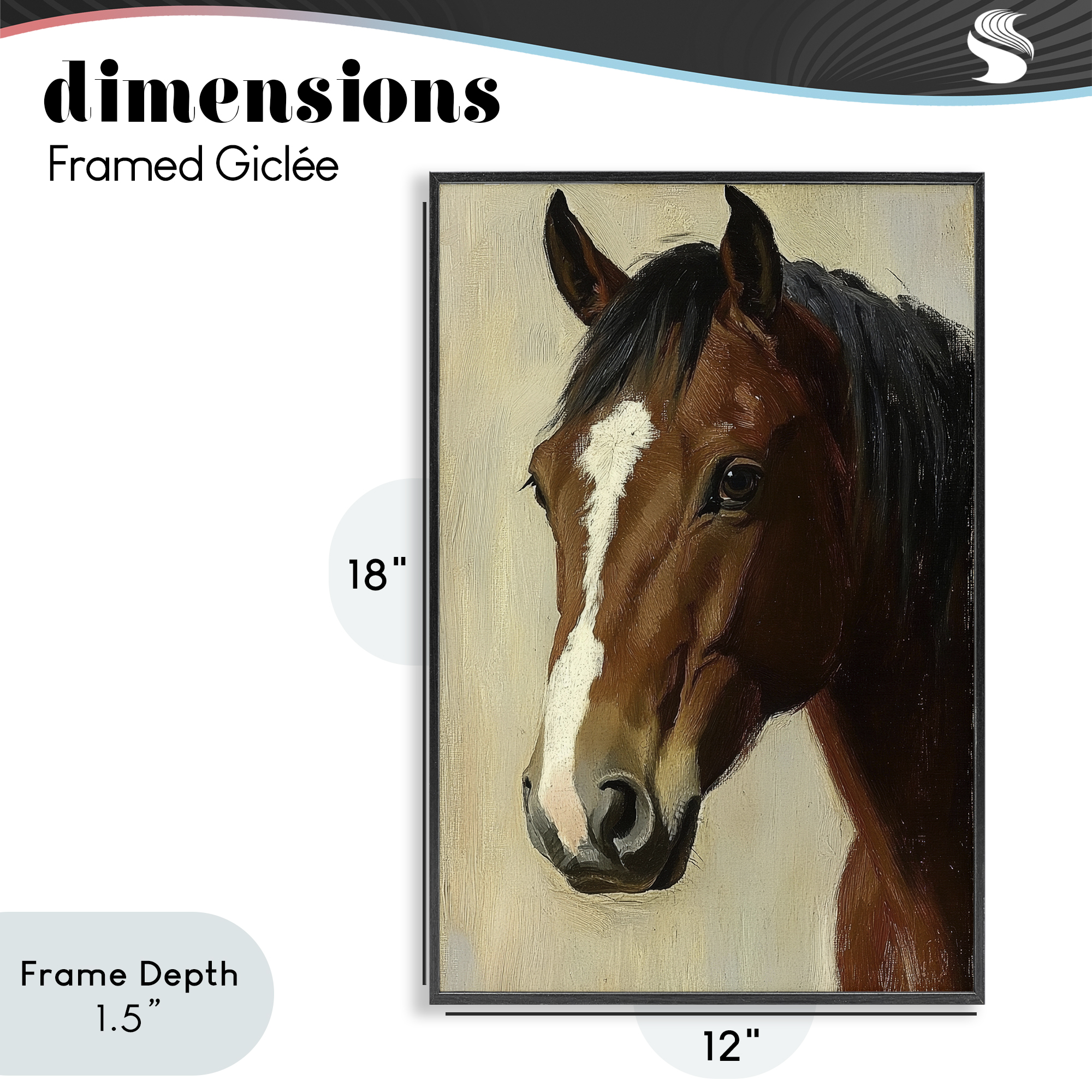 Stupell Industries Beautiful Brown Horse Portrait Black Framed Giclee Art, design by Petal Prints Design