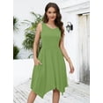 thumbnail image 4 of Chiclily Women Summer Casual T-Shirt Dress Sleeveless Irregular Hem Beach Loose Dress with pockets, US Size XL, Green, 4 of 8
