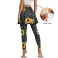 thumbnail image 3 of POLEROBlack Leopard Sunflower Skirted Athletic Leggings for Women Butt Lifting Yoga Pants with Pockets Non See Through Slim Fit Tennis Skirt Leggings Tummy Control Running Gym Clothing, 3 of 6