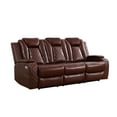 thumbnail image 4 of PonLiving Leather Power Recliner Sofa Set with LED Lights and USB Chargers - Burgundy Leather Living Room Furniture SOFA, 4 of 4