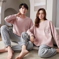 thumbnail image 4 of Conjuntos de Pijamas de algodón 100% para parejas, ropa de dormir cómoda de talla grande para Otoño e Invierno, 4 of 4