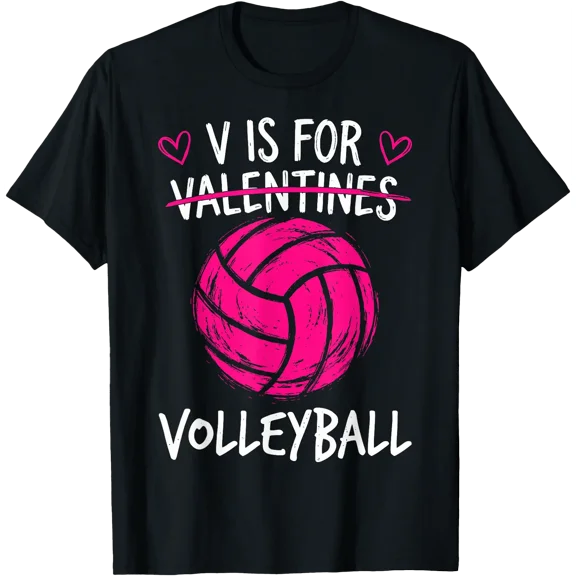 V is for Volleyball Valentine Funny Couple Valentines Day T-Shirt, Unisex T-Shirt