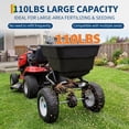 thumbnail image 3 of Heavy-Duty Tow Behind Spreader, 110 lb Capacity Fertilizer & Seed Spreader with 12" Pneumatic Tires, Hopper Cover, Universal Hitch for Lawn and Garden, 3 of 8