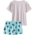 thumbnail image 2 of Pyjama d'Été pour Femmes 2 Pcs Mignon Chat, Gris, 2 of 5