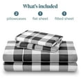 thumbnail image 5 of Full Sheet Set - Luxury 1800 Ultra-Soft Microfiber Full Bed Sheets - Double Brushed - Deep Pockets - Easy Fit - 4 Piece Set - Bedding Sheets & Pillowcases (Full, Buffalo Plaid - White/Black), 5 of 8