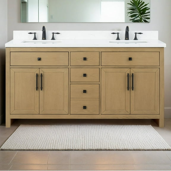 Lavanti Oakford Solidwood 66-inch Bathroom Vanity with Sink - Stylish Oak
