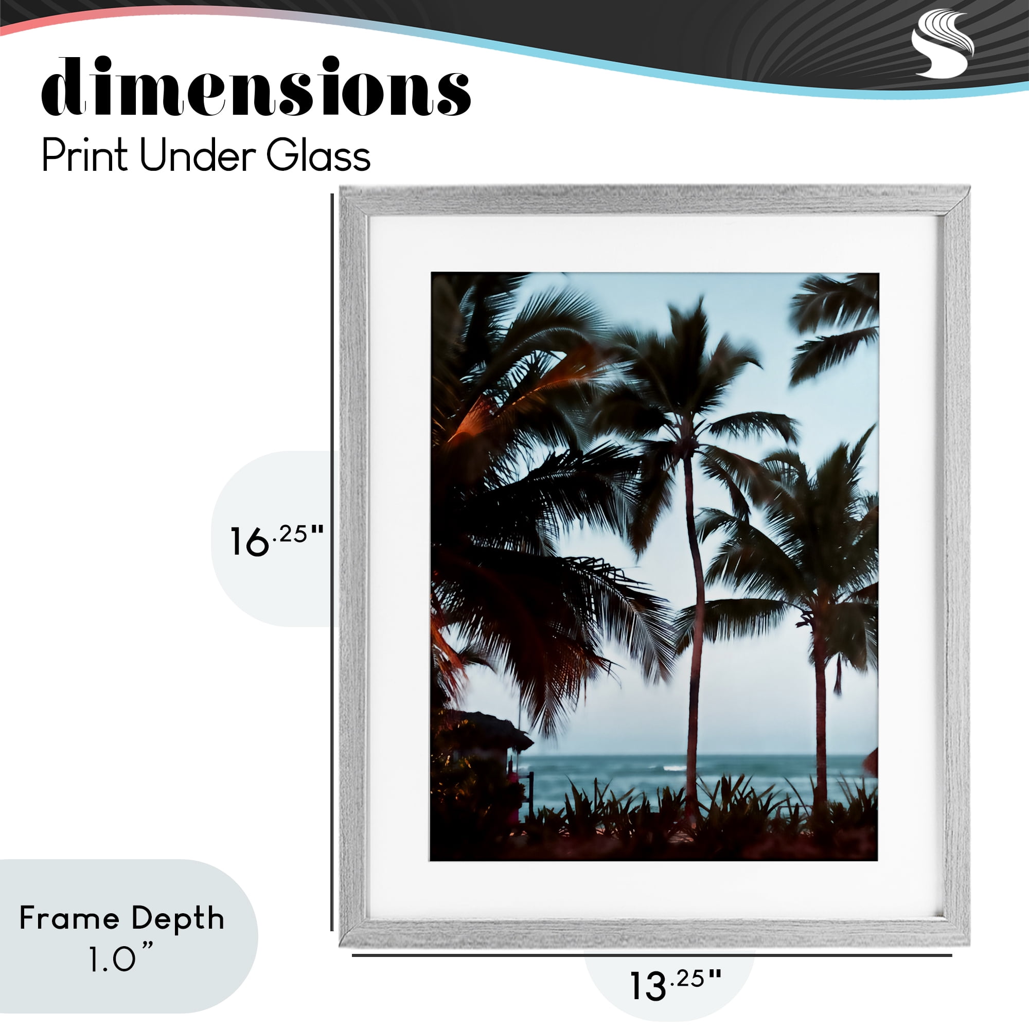 Stupell Industries Shady Palms Beachfront Gray Framed Print Under Glass, design by Noah Bay