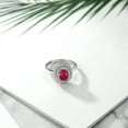 thumbnail image 4 of Gem Stone King 925 Sterling Silver Oval Red Ruby Halo Engagement Ring for Women (2.80 Cttw, Gemstone July Birthstone, Oval 8X6MM, Size 6), 4 of 4