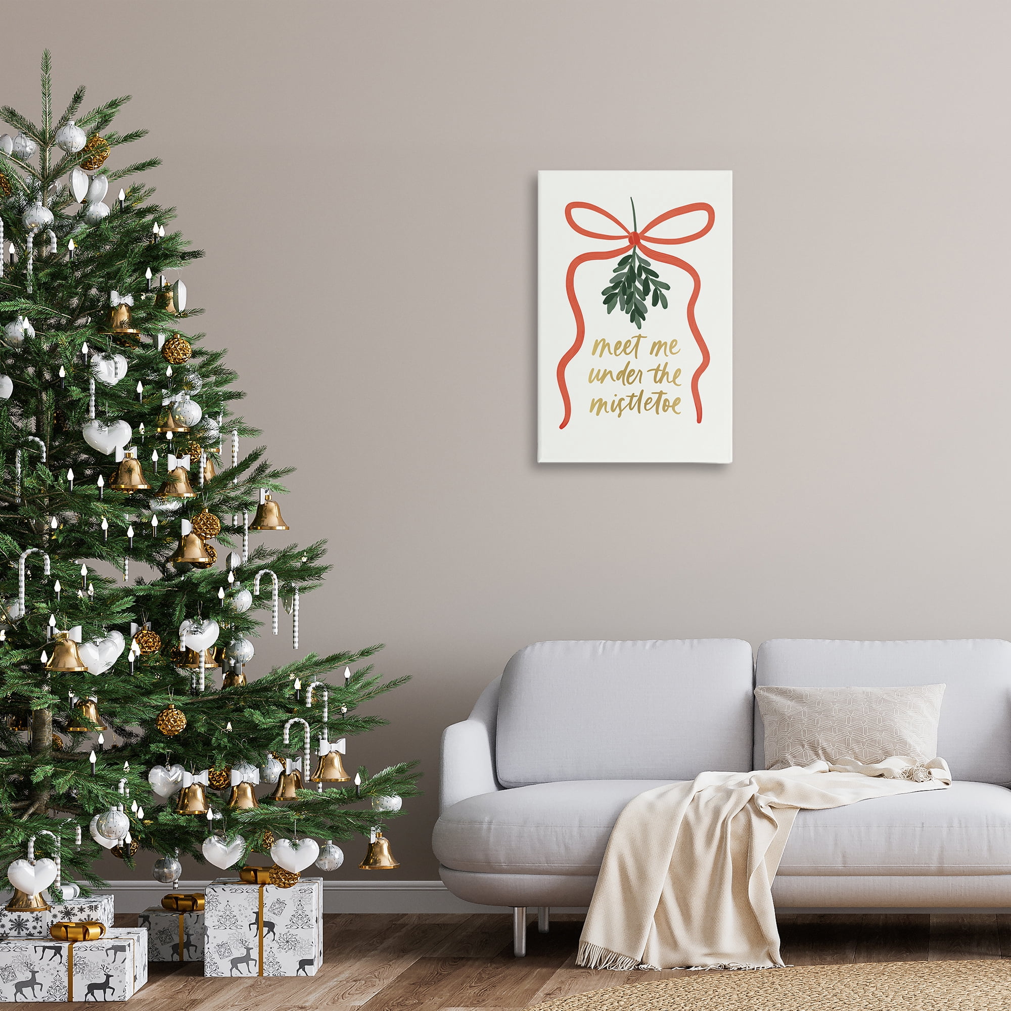 Stupell Industries Under Mistletoe Christmas Holiday Painting Gallery Wrapped Canvas Art Prints Wall Art, 20 x 30