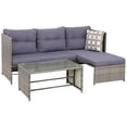thumbnail image 1 of Sunnydaze Outdoor Rattan Longford Patio Conversation Set with Chaise Lounge Sectional Sofa, Seat Cushions, and Coffee Table - Charcoal - 2pc, 1 of 9