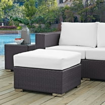 Modway Convene Outdoor Patio Fabric Square Ottoman in Espresso White