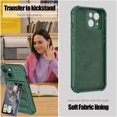 thumbnail image 5 of for iPhone 15 Case with Card Holder Heavy Duty Protective Premium TPU Shockproof Slide Hidden Card Slot Slim Wallet Case for iPhone 15 for Men&Women(Green), 5 of 7