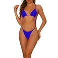 thumbnail image 1 of INSPIRAR CHIC Conjunto de Bikini de Triángulo de Leopardo para Mujeres 1 Pieza con Banda Ajustable en Cruz Traje de Baño Ropa de Playa Grande Azul Real, 1 of 5