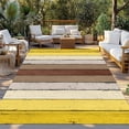 thumbnail image 2 of Yellow Brown Outdoor Rug 5x7 Ft - Reversible Patio Rug Outdoor Camping Rugs, Farmhouse Wood Grain Vintage Striped Washable Indoor Outdoor Area Rugs, Non-Slip Outdoor Carpet Runner for Deck/Porch, 2 of 8