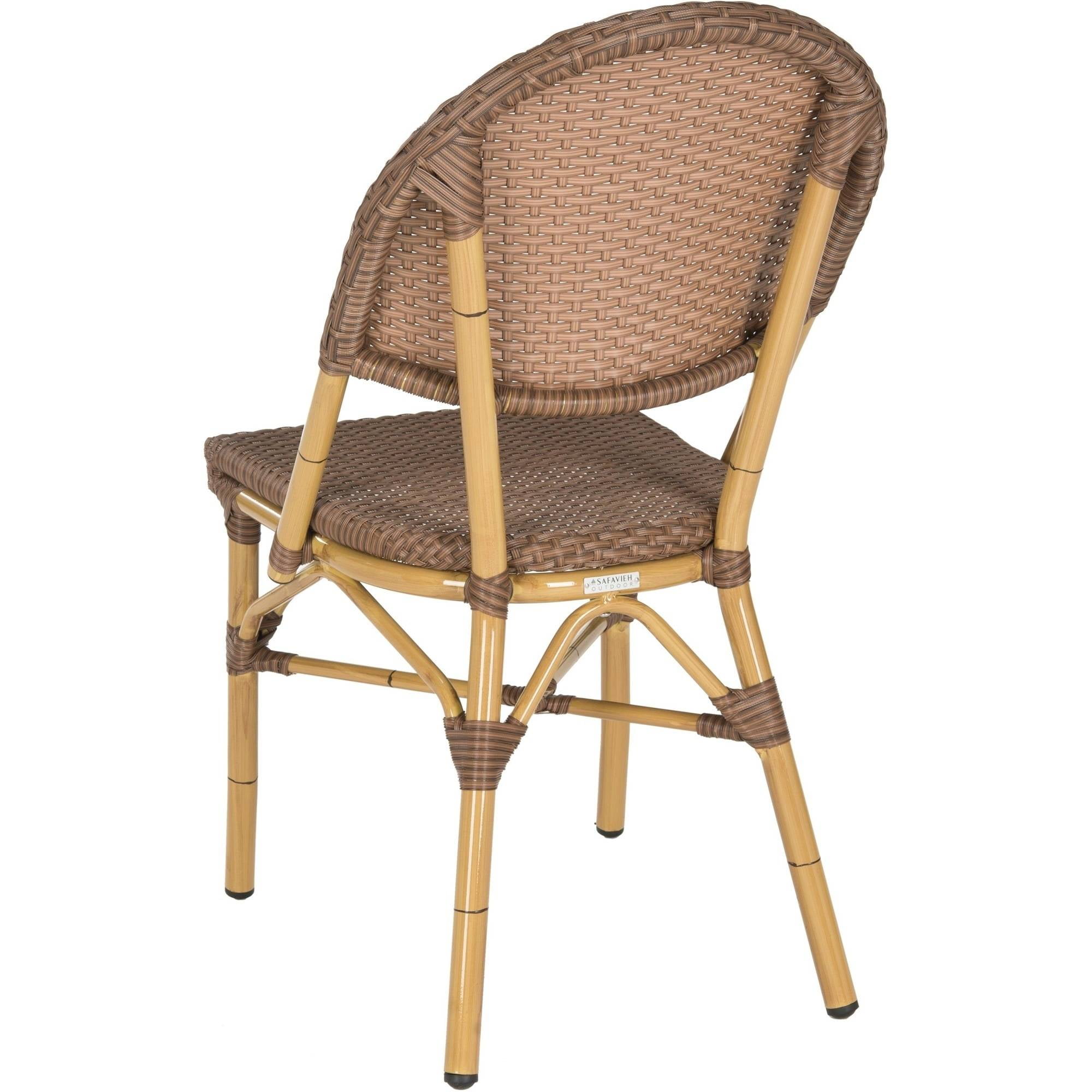 Safavieh Barrow Wicker Indoor-Outdoor Stacking Side Chair, Brown, Set of 2